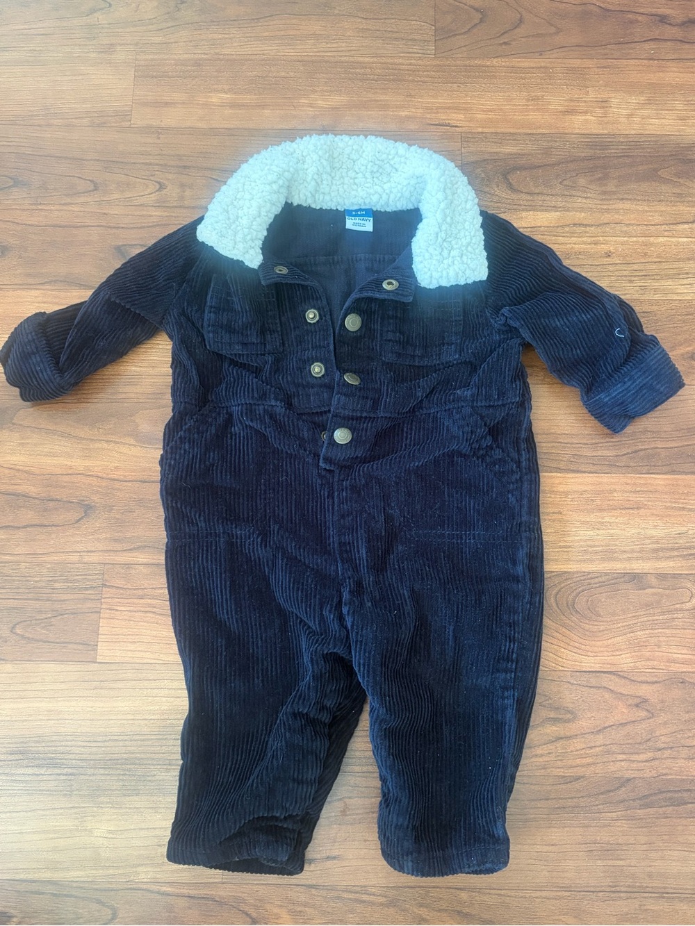 Old Navy Navy Corduroy Sherpa-Trim Infant Romper